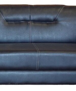 Leather sofa with teak